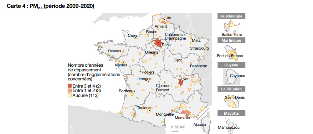 Pollution de l'air en France : cartographie 2
