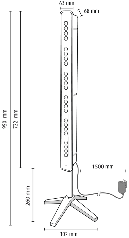 Dimensions du ioniseur d'air TEQOYA T450